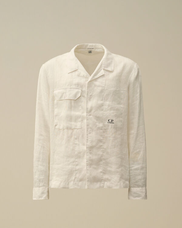 c.p. company Linen Overshirt GAUZE WHITE