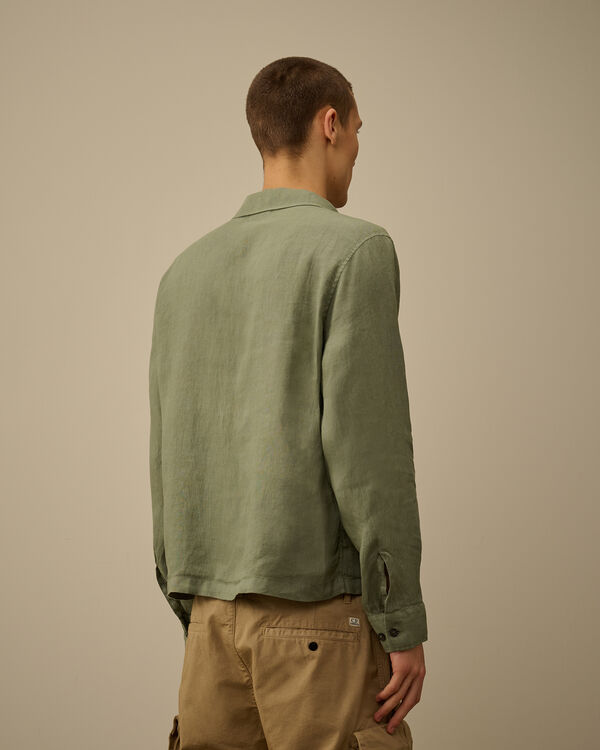C.p. Company Linen Overshirt THYME - GREEN