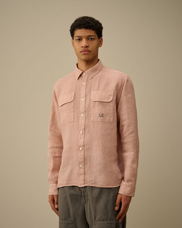 C.p. Company Linen Shirt MISTY ROSE - PINK