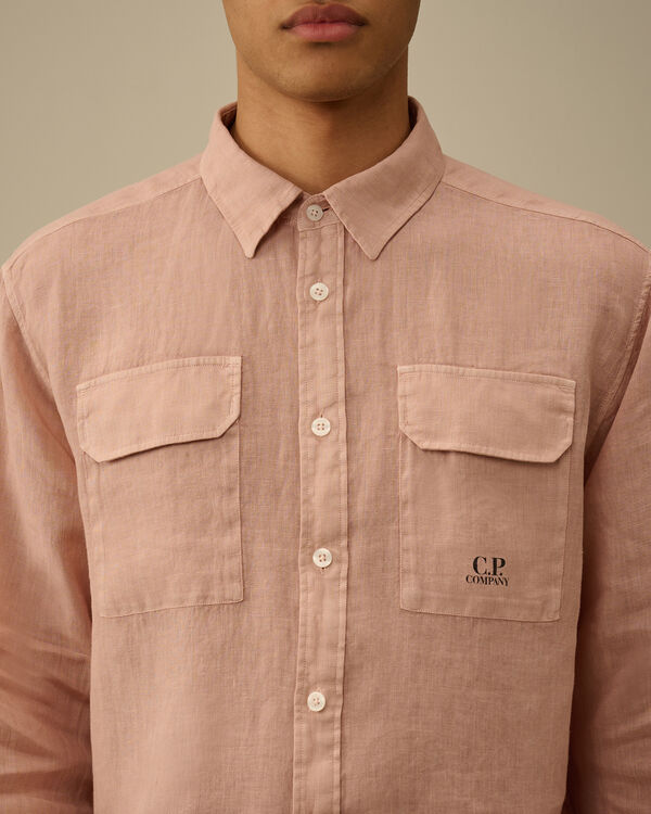 C.p. Company Linen Shirt MISTY ROSE - PINK