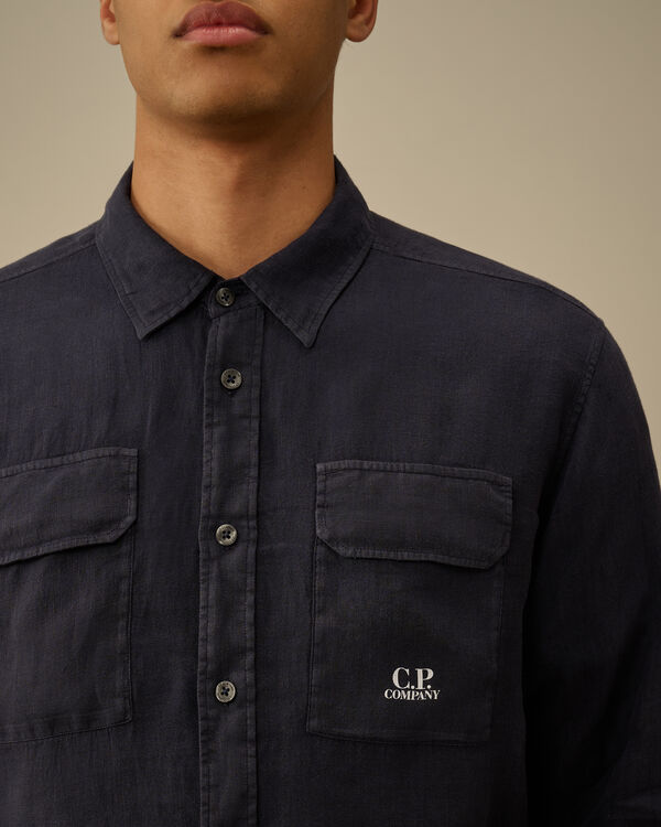 C.p. Company Linen Shirt TOTAL ECLIPSE - BLUE