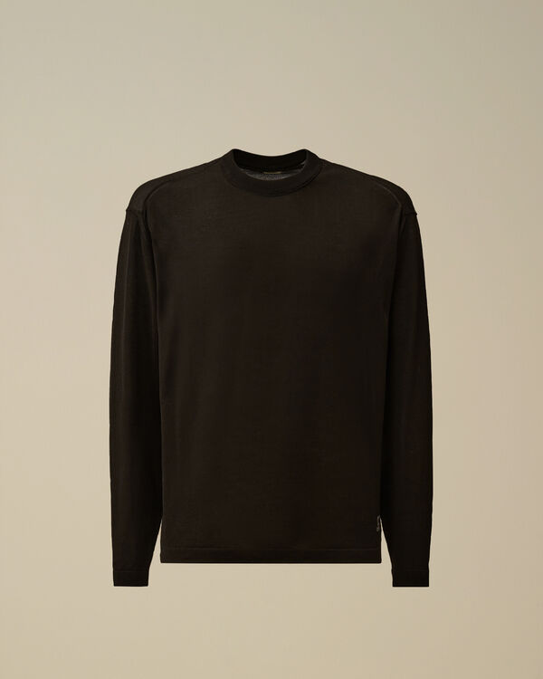 c.p. company Lisle Thread Crewneck Logo Knit BLACK