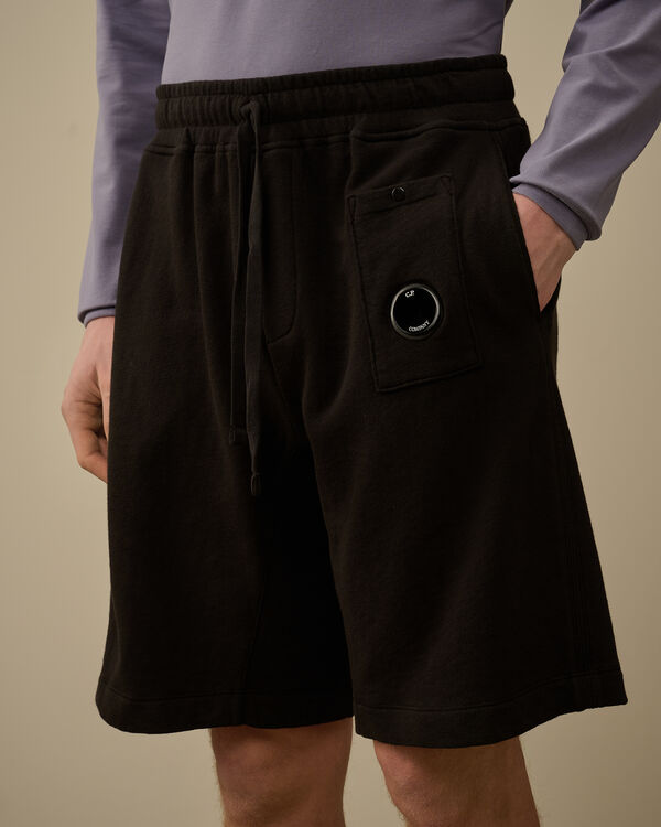 C.p. Company Malfilè Fleece Lens Shorts BLACK