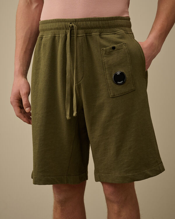 C.p. Company Malfilè Fleece Lens Shorts THYME - GREEN