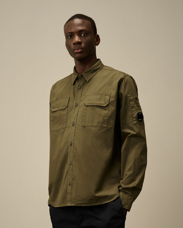 C.p. Company Organic Gabardine Lens Shirt IVY GREEN