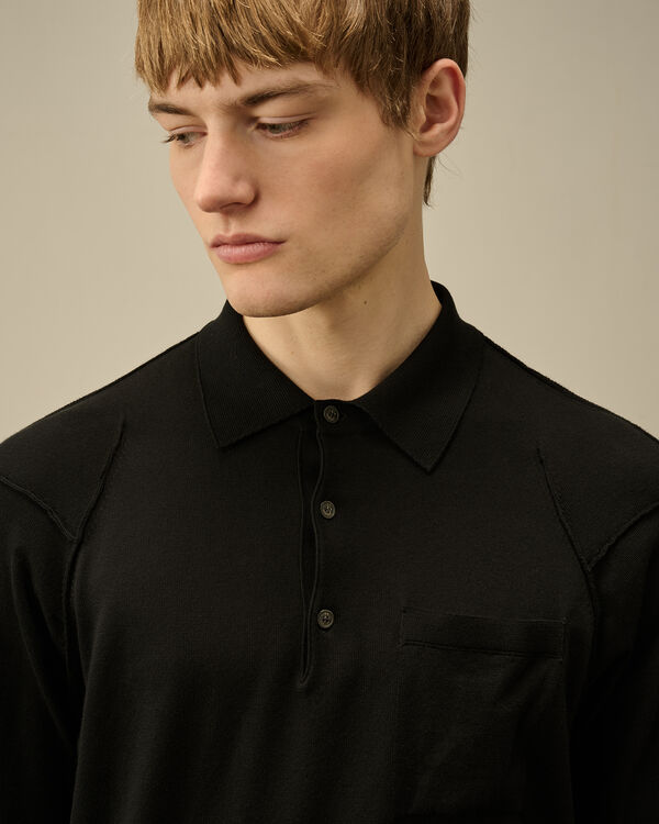 C.p. Company Sea Island Polo Knit BLACK