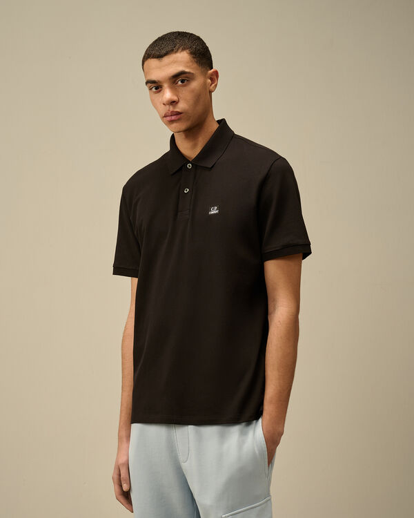 C.p. Company Stretch Piquet Logo Polo BLACK
