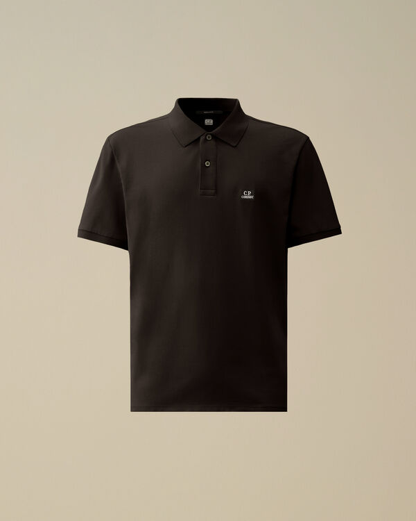c.p. company Stretch Piquet Logo Polo BLACK