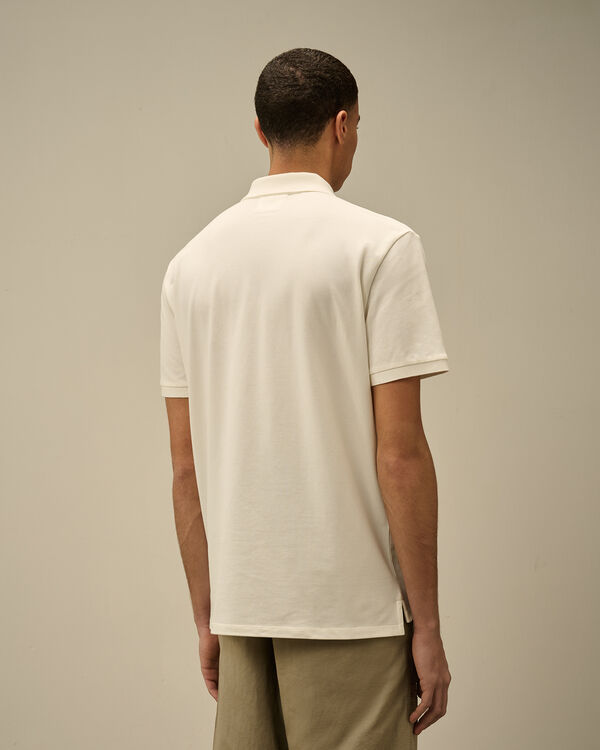 C.p. Company Stretch Piquet Logo Polo GAUZE WHITE