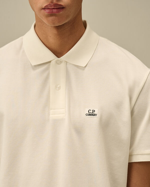 C.p. Company Stretch Piquet Logo Polo GAUZE WHITE