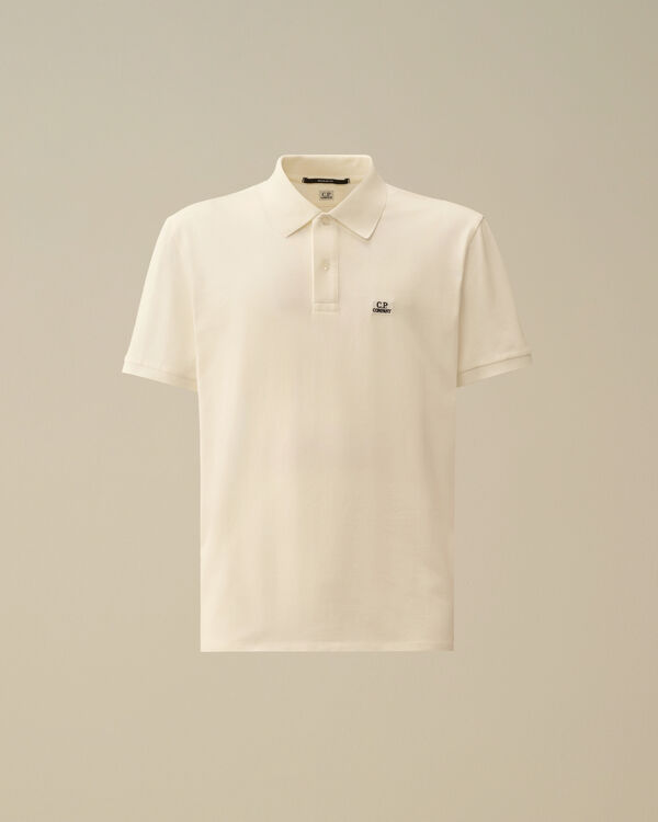 c.p. company Stretch Piquet Logo Polo GAUZE WHITE