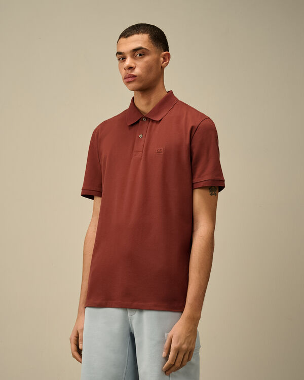 C.p. Company Stretch Piquet Logo Polo SABLE - BROWN