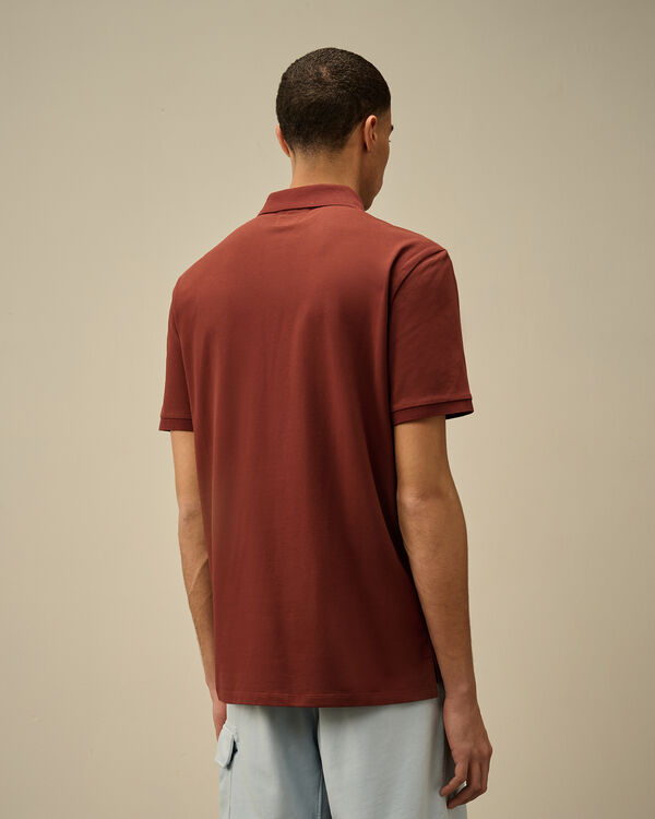 C.p. Company Stretch Piquet Logo Polo SABLE - BROWN