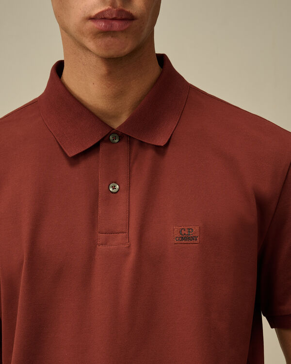 C.p. Company Stretch Piquet Logo Polo SABLE - BROWN