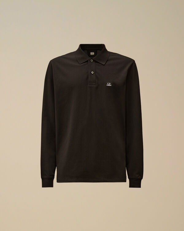 c.p. company Stretch Piquet Longsleeve Polo BLACK