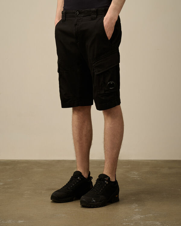 C.p. Company Stretch Sateen Cargo Shorts BLACK