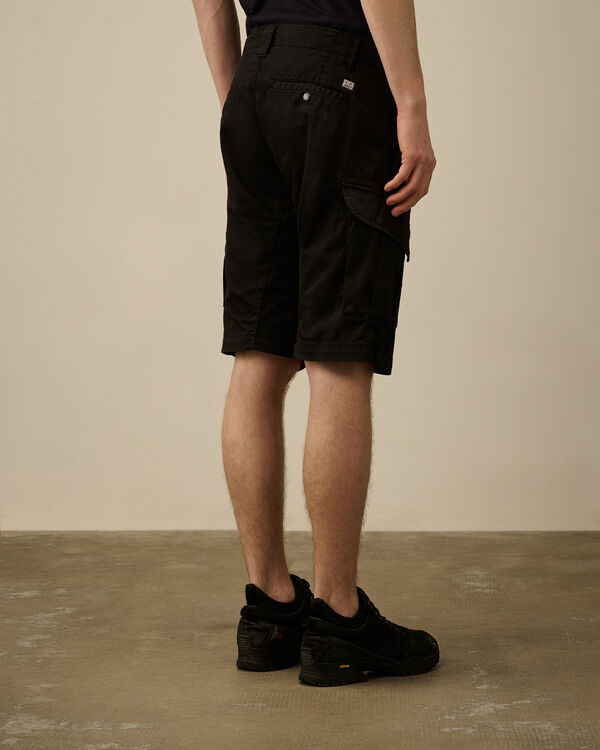 C.p. Company Stretch Sateen Cargo Shorts BLACK