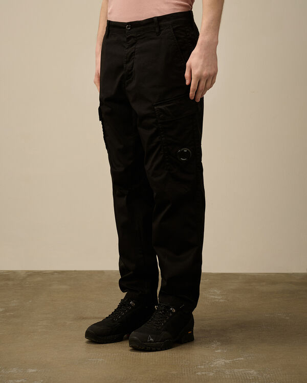C.p. Company Stretch Sateen Loose Cargo Pants BLACK
