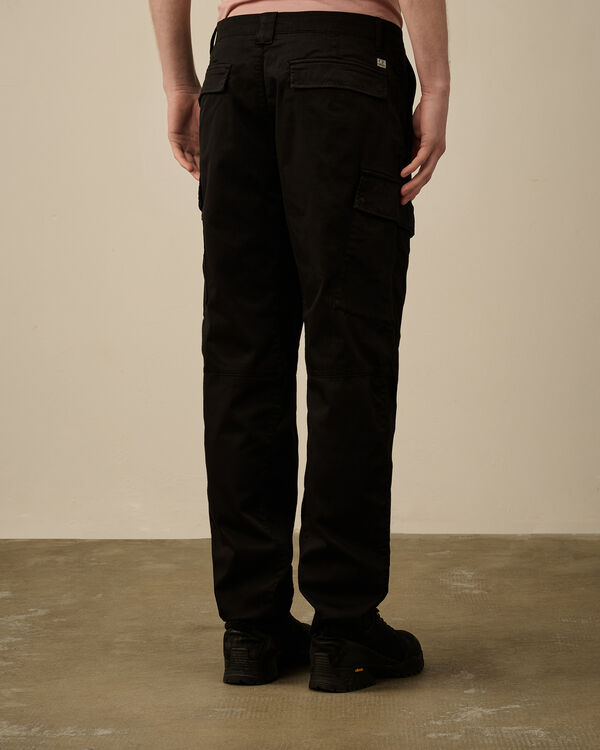 C.p. Company Stretch Sateen Loose Cargo Pants BLACK