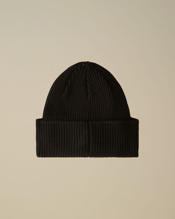 C.p. Company U16 Cotton Knitted Goggle Beanie BLACK