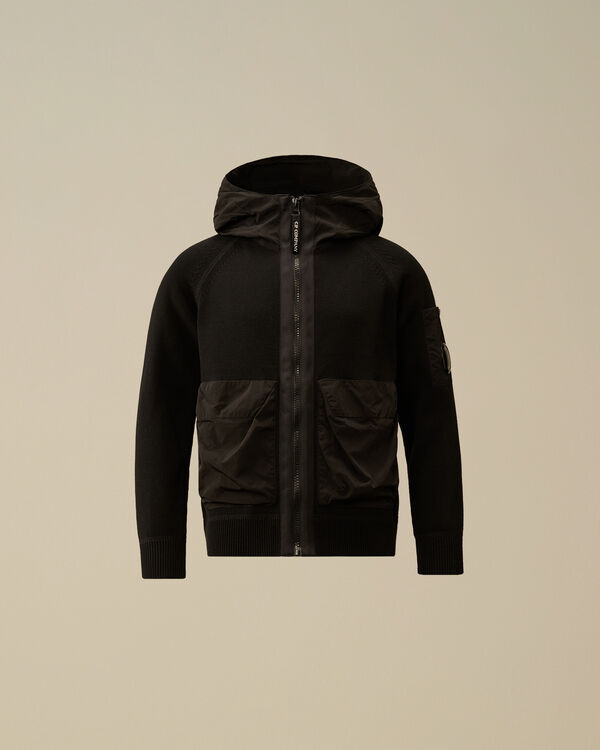 C.p. Company U16 Cotton Mixed Hooded Knit BLACK