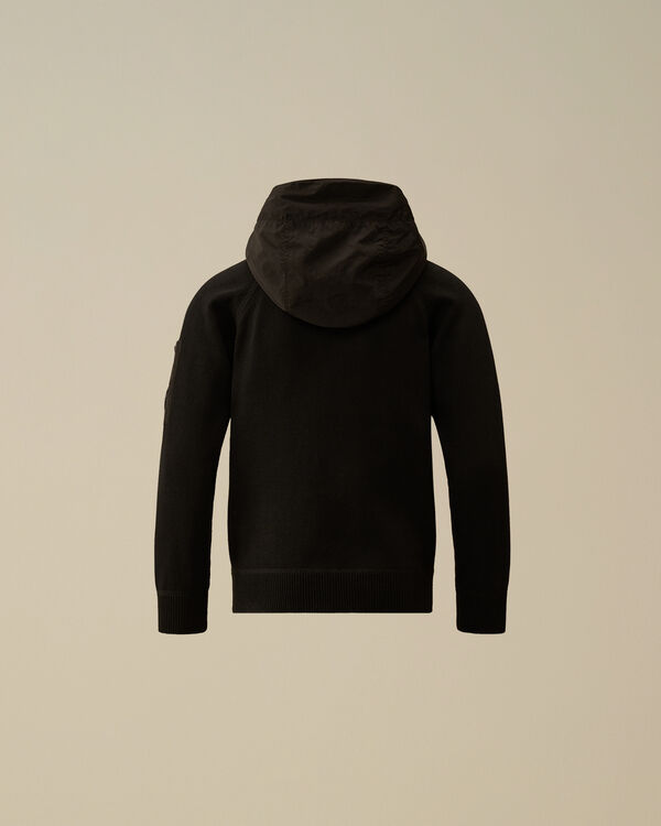 C.p. Company U16 Cotton Mixed Hooded Knit BLACK