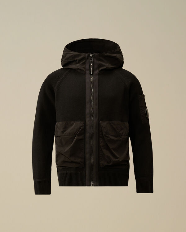 C.p. Company U16 Cotton Mixed Hooded Knit BLACK