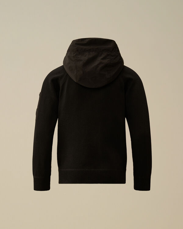 C.p. Company U16 Cotton Mixed Hooded Knit BLACK