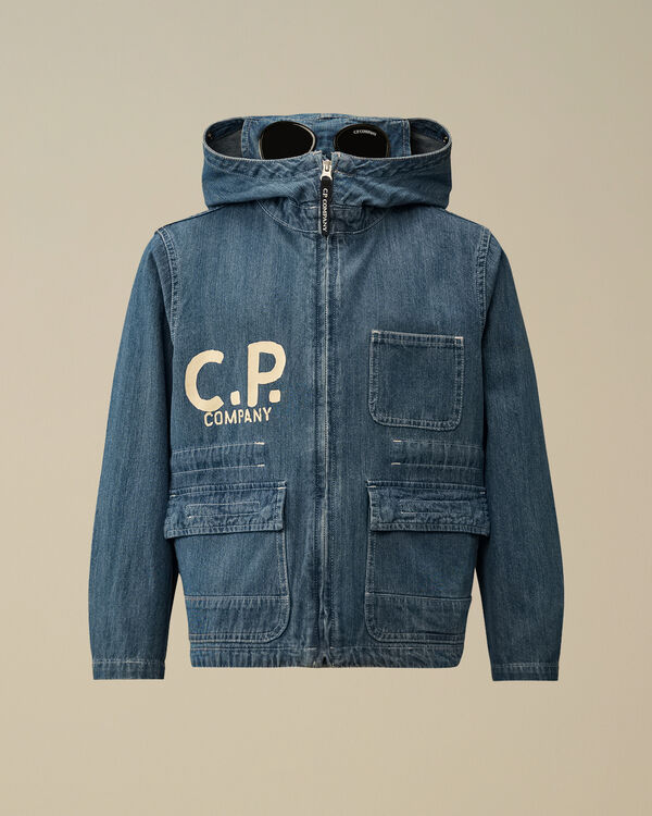 C.p. Company U16 Denim Goggle Jacket DENIM - BLUE