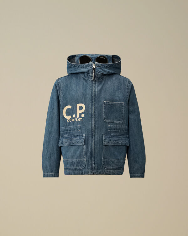 C.p. Company U16 Denim Goggle Jacket DENIM - BLUE