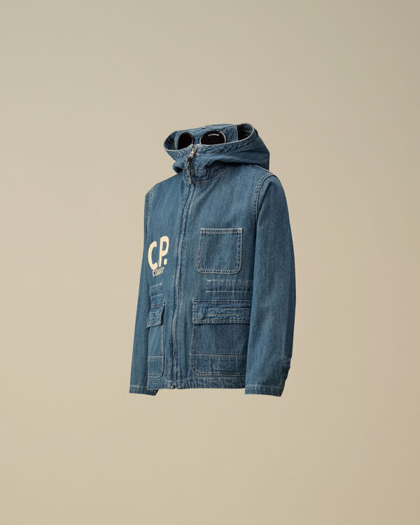 c.p. company U16 Denim Goggle Jacket DENIM - BLUE