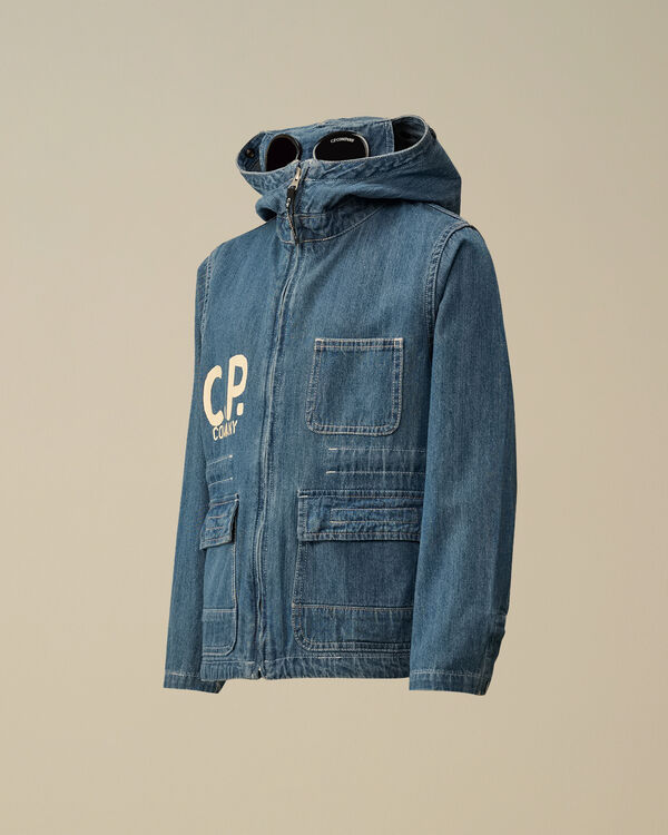 c.p. company U16 Denim Goggle Jacket DENIM - BLUE