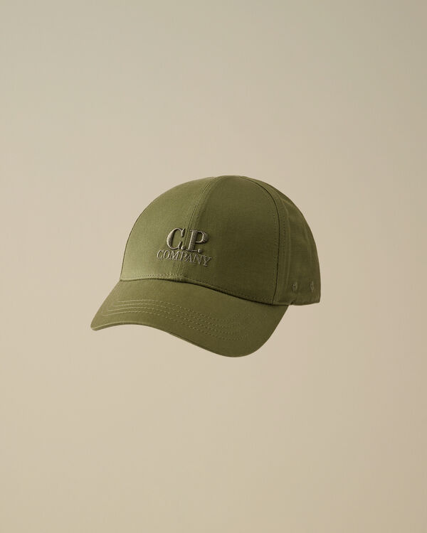 C.p. Company U16 Gabardine Logo Cap THYME - GREEN