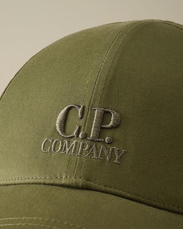 C.p. Company U16 Gabardine Logo Cap THYME - GREEN