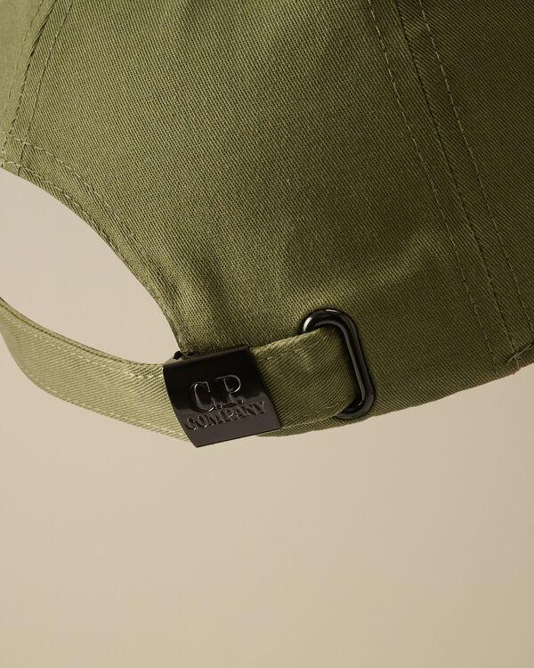 C.p. Company U16 Gabardine Logo Cap THYME - GREEN