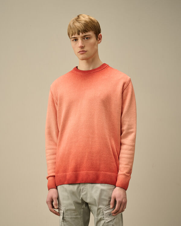 C.p. Company Chenille Cotton Crewneck Knit POINCIANA - ORANGE