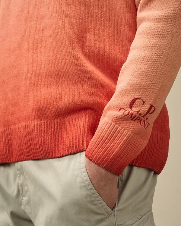 C.p. Company Chenille Cotton Crewneck Knit POINCIANA - ORANGE