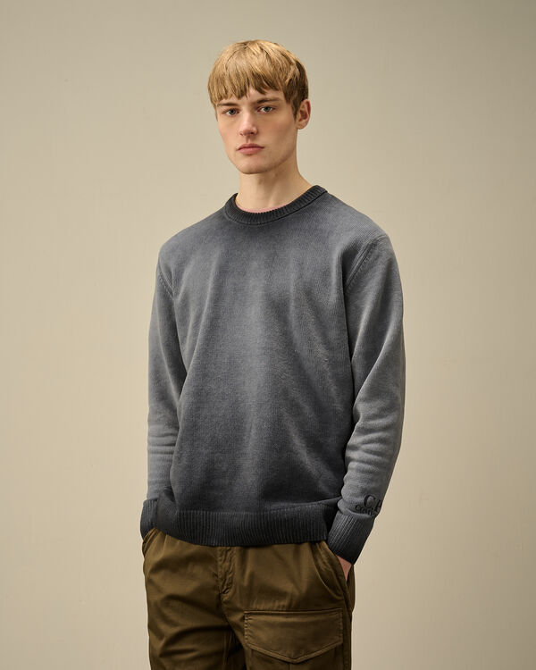 C.p. Company Chenille Cotton Crewneck Knit TOTAL ECLIPSE - BLUE