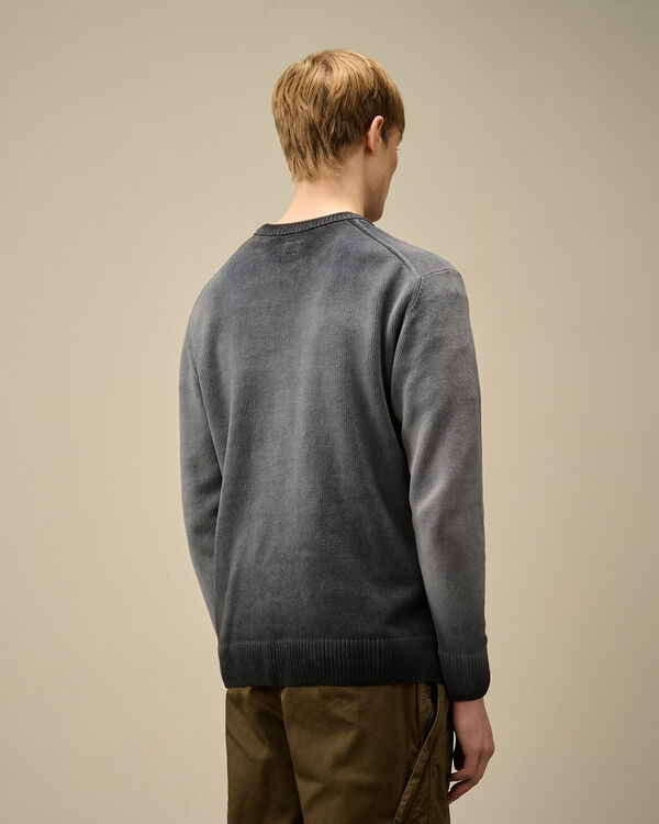 C.p. Company Chenille Cotton Crewneck Knit TOTAL ECLIPSE - BLUE