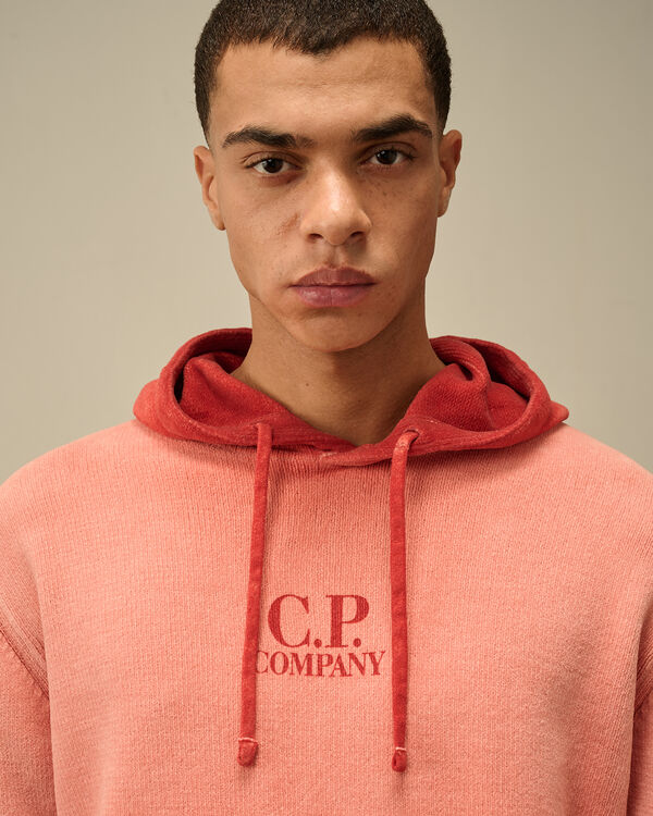 C.p. Company Chenille Cotton Hooded Knit POINCIANA - ORANGE