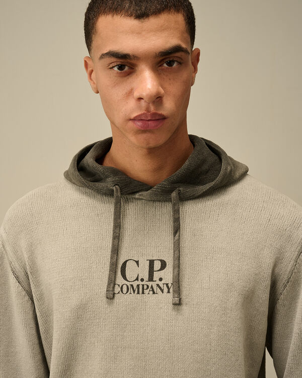 C.p. Company Chenille Cotton Hooded Knit SMOKED PEARL - GREY