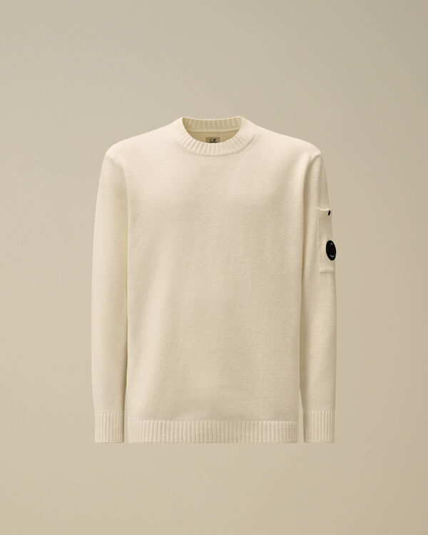 c.p. company Chenille Cotton Lens Crewneck Knit GAUZE WHITE