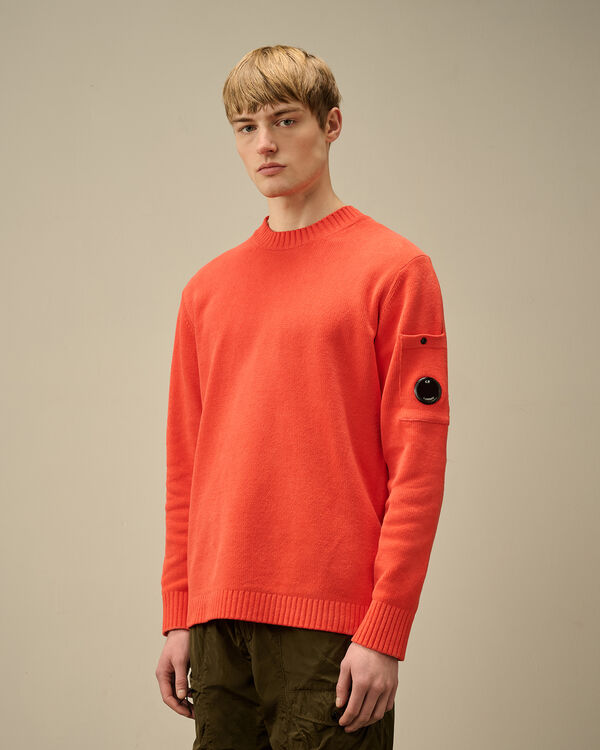 C.p. Company Chenille Cotton Lens Crewneck Knit POINCIANA - ORANGE