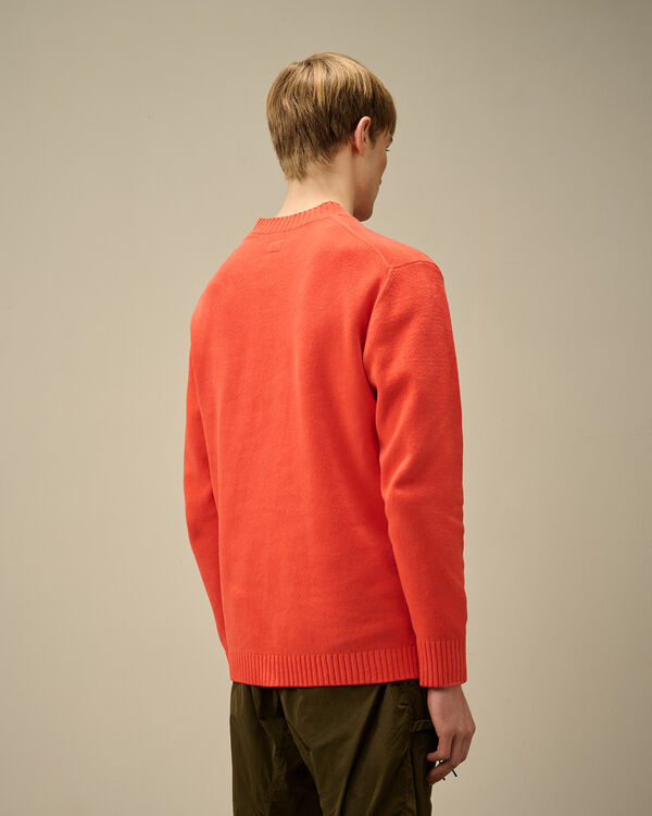 C.p. Company Chenille Cotton Lens Crewneck Knit POINCIANA - ORANGE