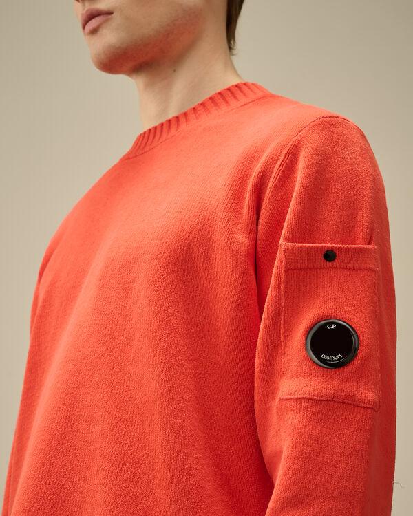 C.p. Company Chenille Cotton Lens Crewneck Knit POINCIANA - ORANGE