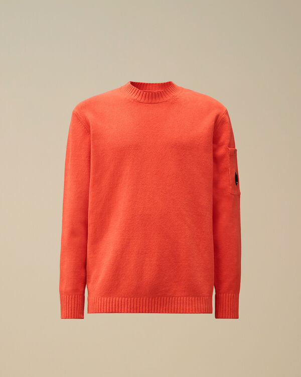c.p. company Chenille Cotton Lens Crewneck Knit POINCIANA - ORANGE