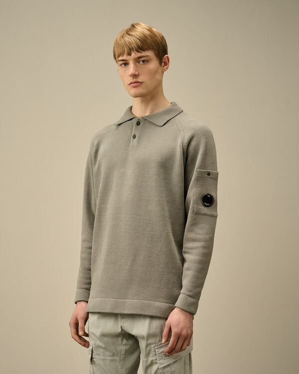 C.p. Company Chenille Cotton Polo Knit SMOKED PEARL - GREY