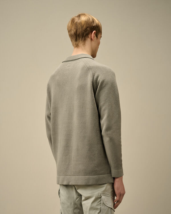 C.p. Company Chenille Cotton Polo Knit SMOKED PEARL - GREY