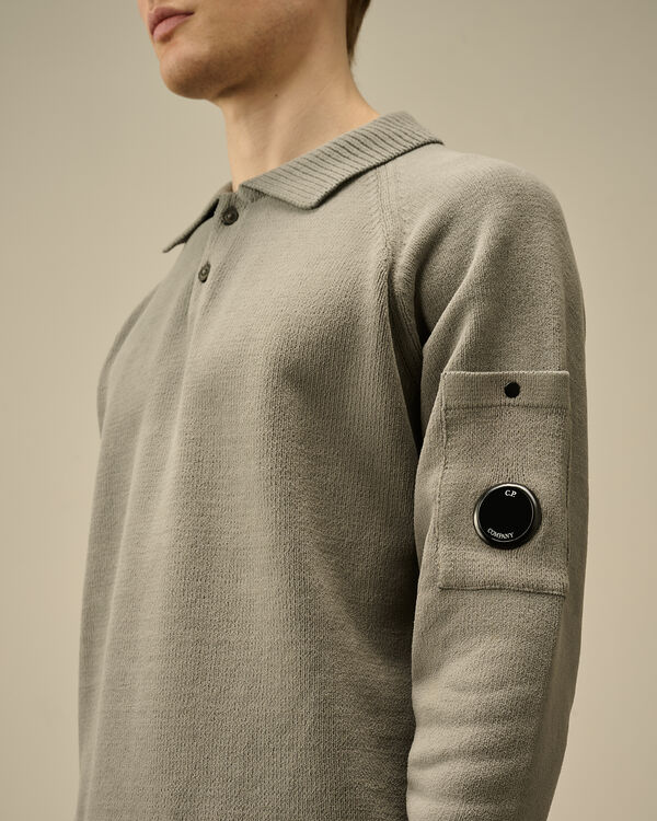 C.p. Company Chenille Cotton Polo Knit SMOKED PEARL - GREY
