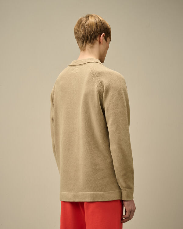 C.p. Company Chenille Cotton Polo Knit VINTAGE KHAKI - BEIGE
